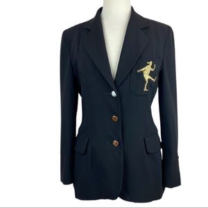 Moschino Cheap and Chic Black Wool Blazer with Gold Embroidered Figure (8)